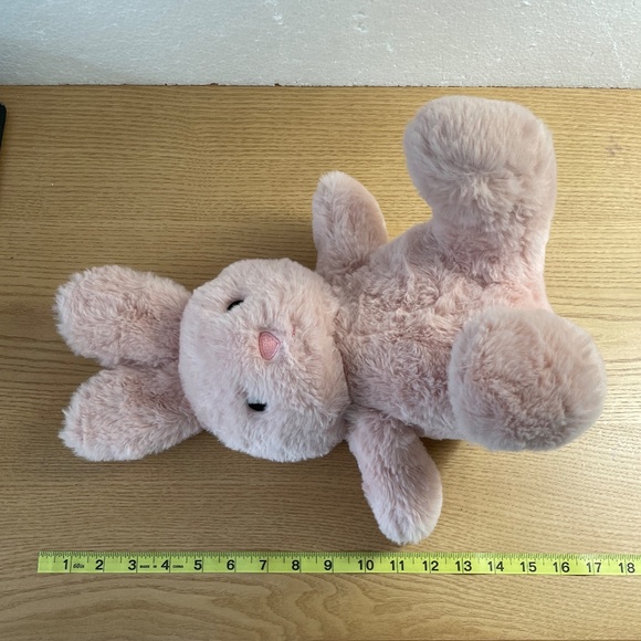 Spark Create Imagine Bunny Rabbit Rattle Plush Lovey Pink Crinkle Ears Paws 17” - Picture 7 of 8